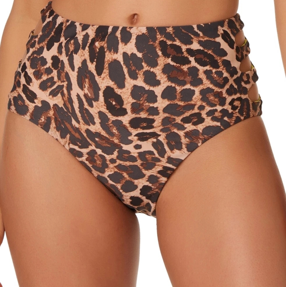 BAR III Cheetah Print Bikini Bottoms High Rise Swim SIZE MEDIUM NEW
